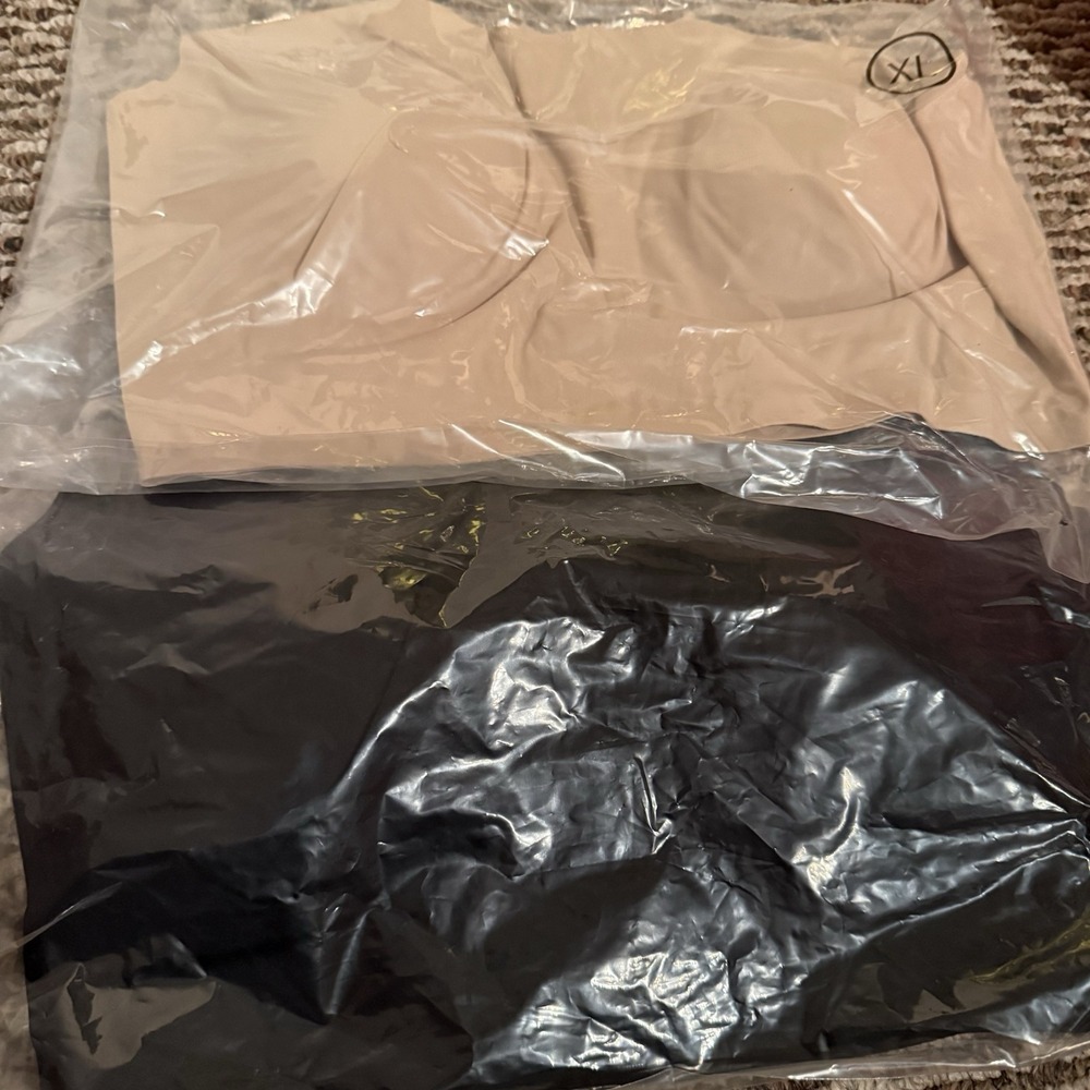 Rhonda Shear 2-pack Ahh Seamless Underwire Free Bra Black/Nude NEW